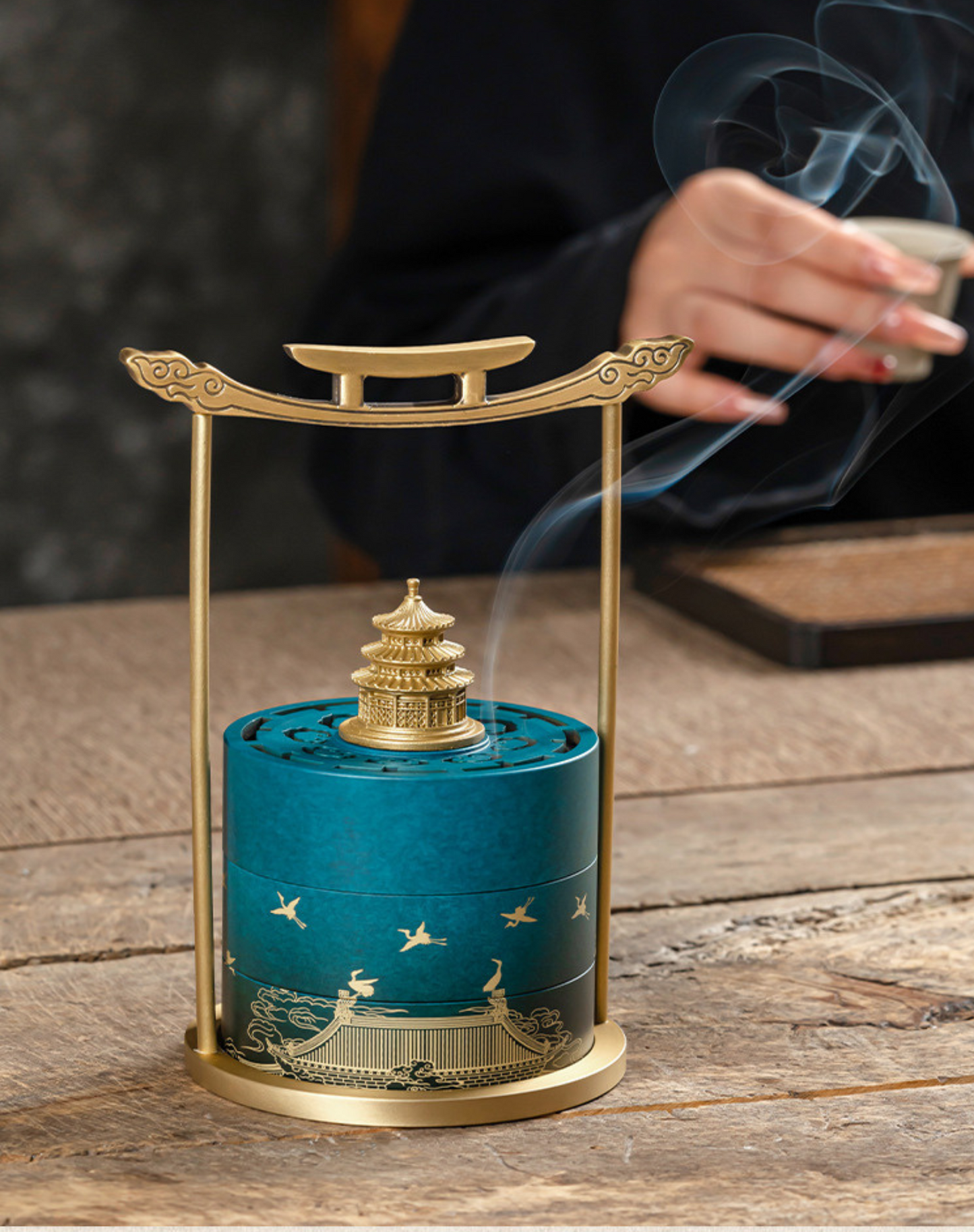 Luxury Kit Cobre Azul Pagoda Olimpo Incluye Ceniza Blanca (60g) e Incienso (60g)