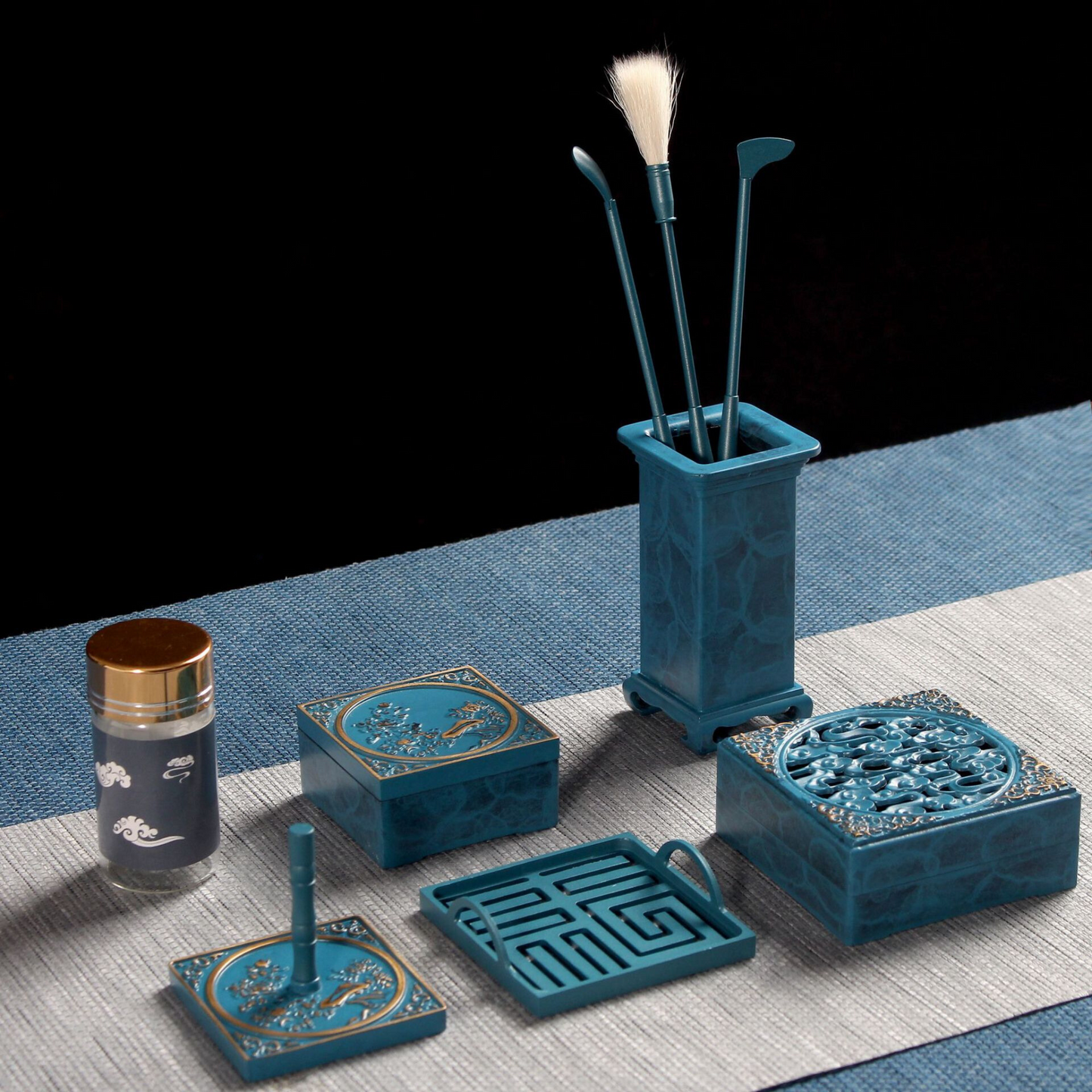 Luxury Kit Cobre Azul Estuche Madera Incluye Ceniza Blanca (60g) e Incienso (60g)