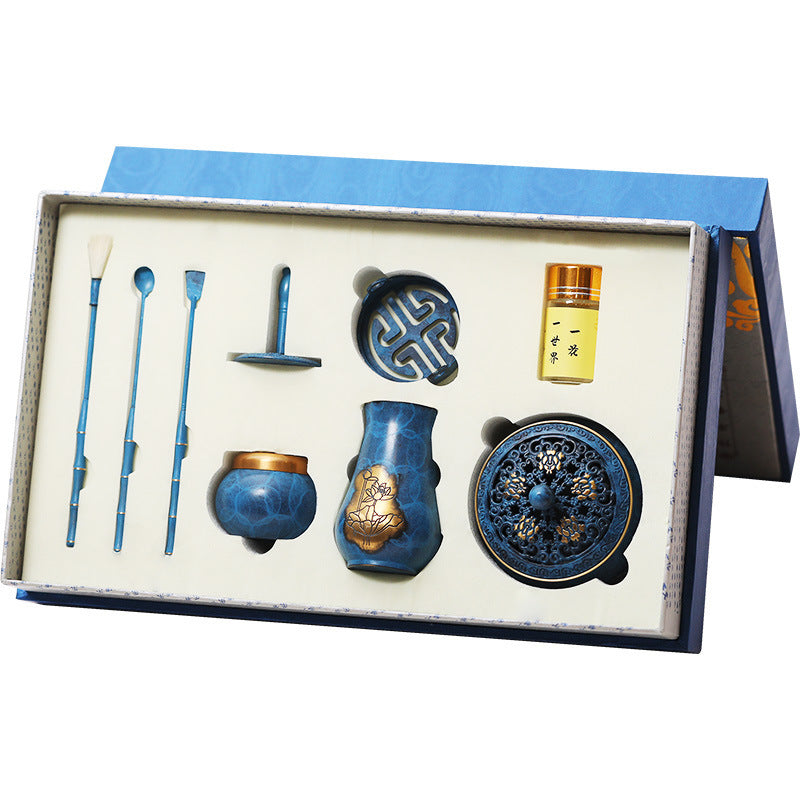 Luxury Kit Cobre Azul Brillante con Dorados Incluye Ceniza Blanca (60g) e Incienso (60g)