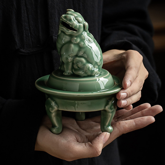 Exclusive Dragon Celadon Green Incense Burner